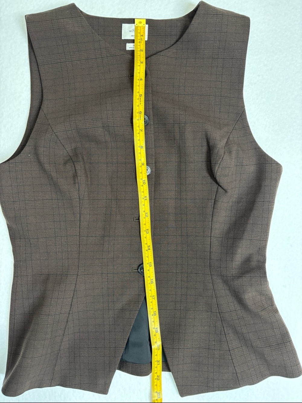 Aritzia Brown Plaid Tailored Sleeveless Vest - Picture 6 of 8